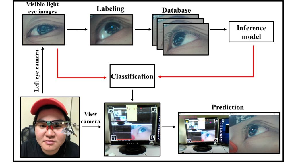 Deep learning based pupil tracking image processing technology for the application of visible-light wearable eye tracker